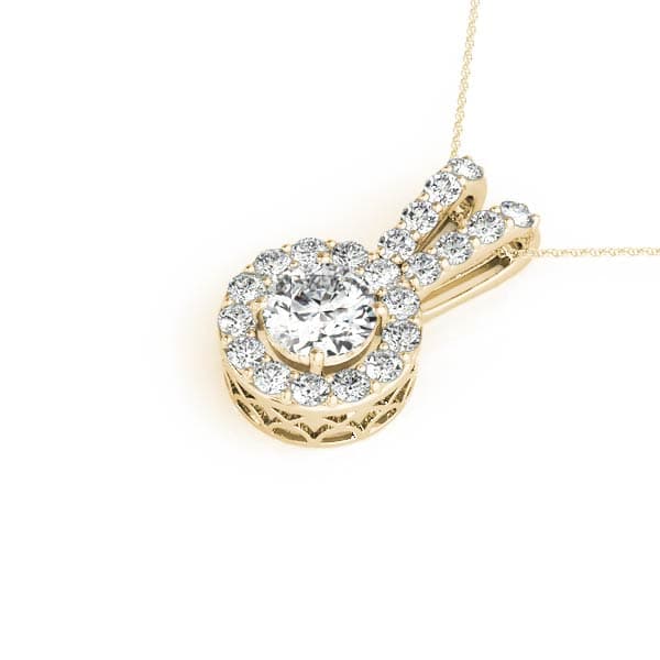 Round Halo Color Pendant (5/8 ct. tw.), Side view in yellow gold