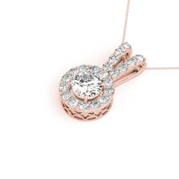 Round Halo Color Pendant (5/8 ct. tw.), Side view in rose gold
