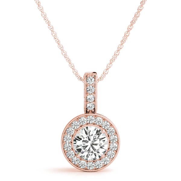 Circle Halo Pendant (1/4 ct. tw.), Front view in rose gold