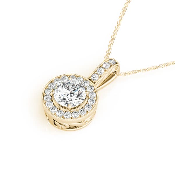 Circle Halo Pendant (1/4 ct. tw.), Side view in yellow gold
