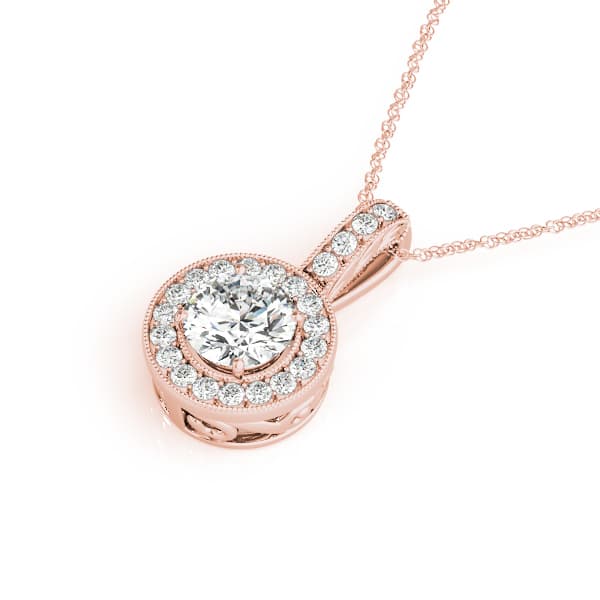Circle Halo Pendant (1/4 ct. tw.), Side view in rose gold