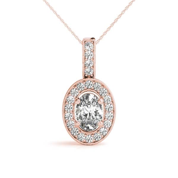 Oval Halo Pendant (0.2 ct. tw.), Front view in rose gold