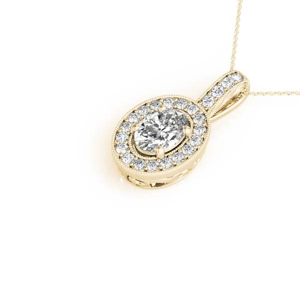 Oval Halo Pendant (1/3 ct. tw.), Side view in yellow gold