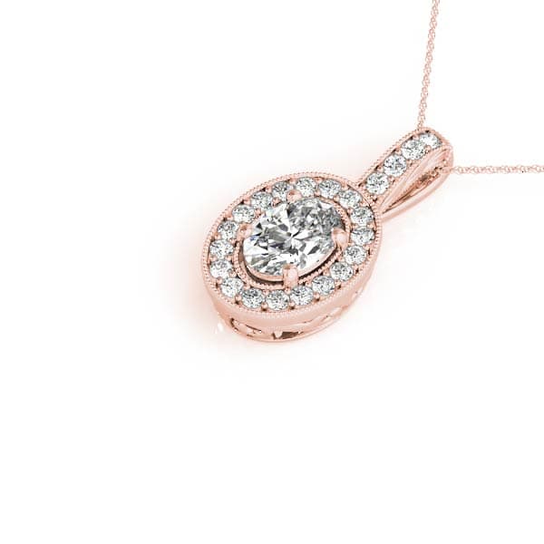 Oval Halo Pendant (0.2 ct. tw.), Side view in rose gold