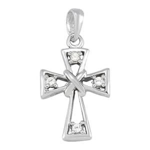 Religious Cross Pendant — White Gold