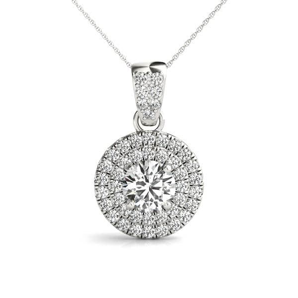 Circle Shape Double Halo Pendant — 1 CT — View 1