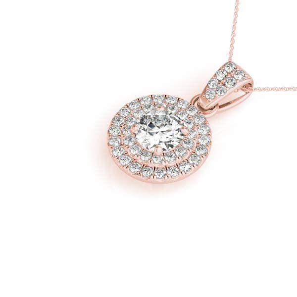 Circle Shape Double Halo Pendant (0.29 ct. tw.), Side view in rose gold