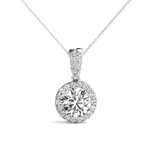 Accented Round Halo Pendant — 1 CT — View 1
