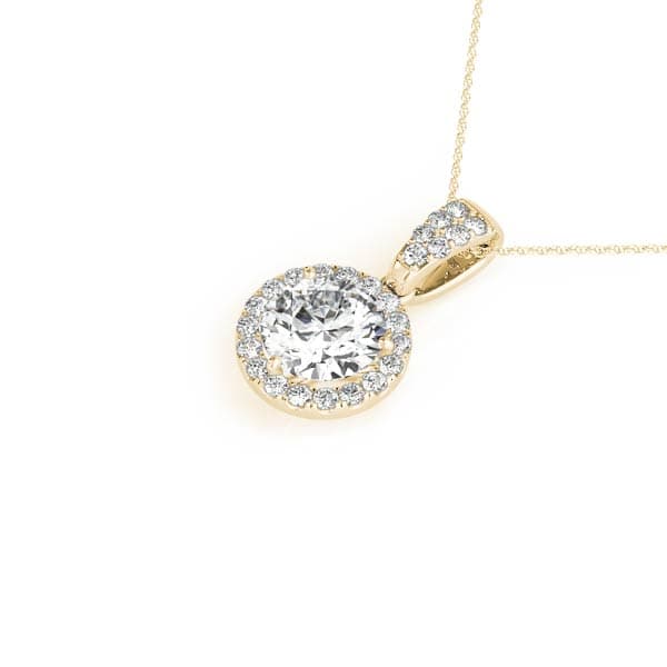 Accented Round Halo Pendant (0.2 ct. tw.), Side view in yellow gold