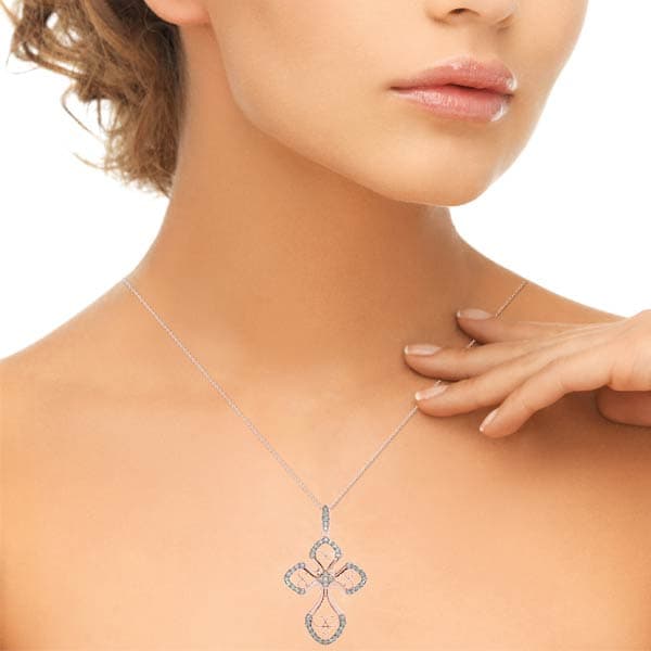 Religious Cross Pendant (0.41 ct. tw.), Top view in rose gold