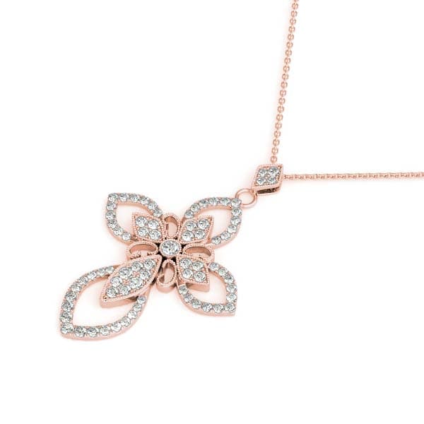 Religious Cross Pendant (0.69 ct. tw.), Side view in rose gold