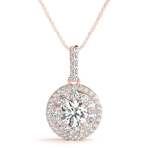 Halo Pendant (3/4 ct. tw.), Front view in rose gold
