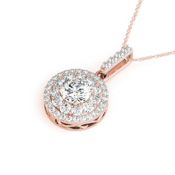 Halo Pendant (3/4 ct. tw.), Side view in rose gold