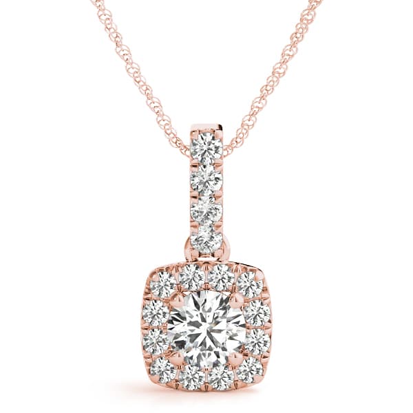 Halo Pendant (3/4 ct. tw.), Front view in rose gold
