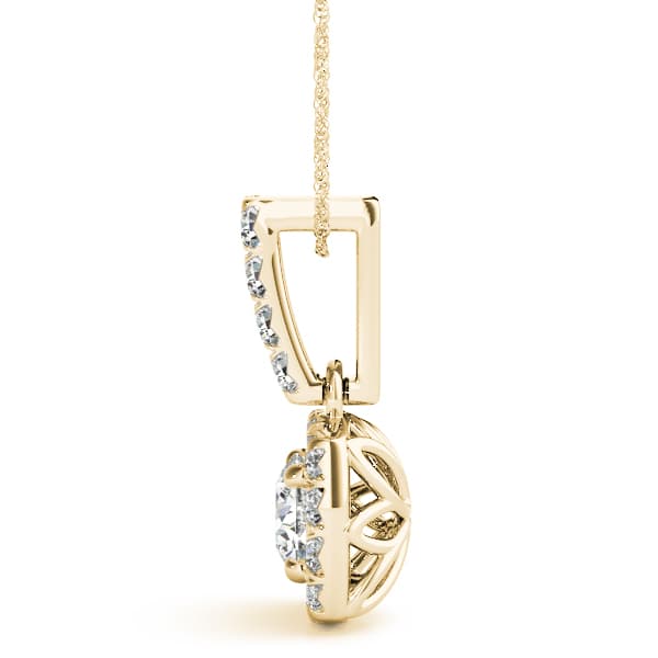 Halo Pendant (1/3 ct. tw.), Side view in yellow gold