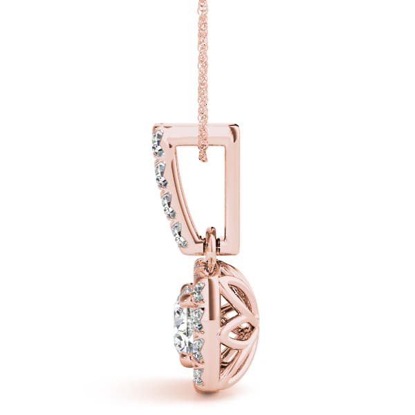 Halo Pendant (3/4 ct. tw.), Side view in rose gold