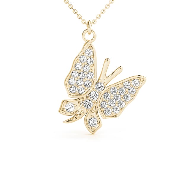 Butterfly Petite Fashion Pendant (0.47 ct. tw.), Front view in yellow gold