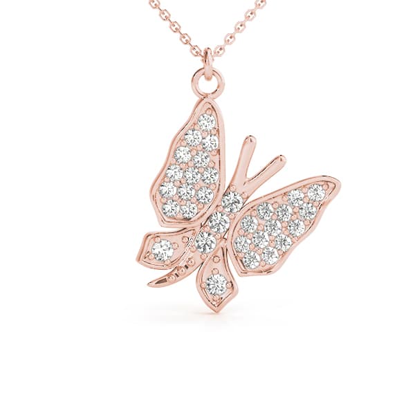 Butterfly Petite Fashion Pendant (0.47 ct. tw.), Front view in rose gold