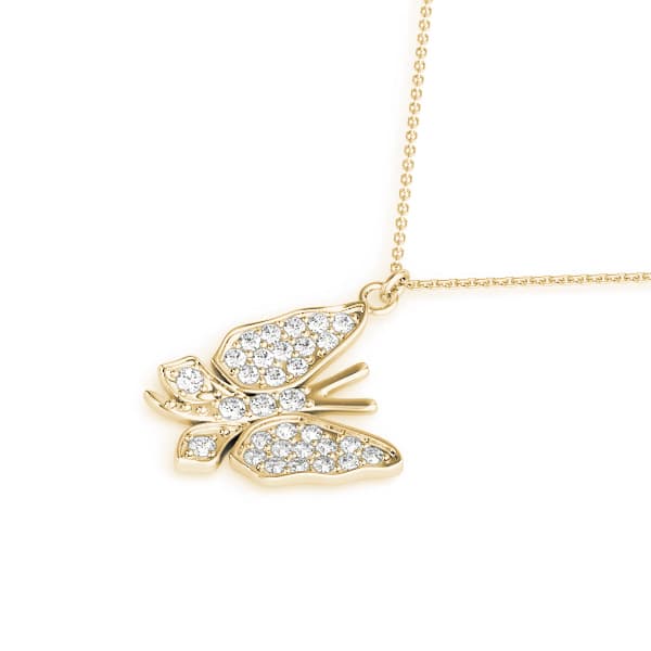 Butterfly Petite Fashion Pendant (0.47 ct. tw.), Side view in yellow gold