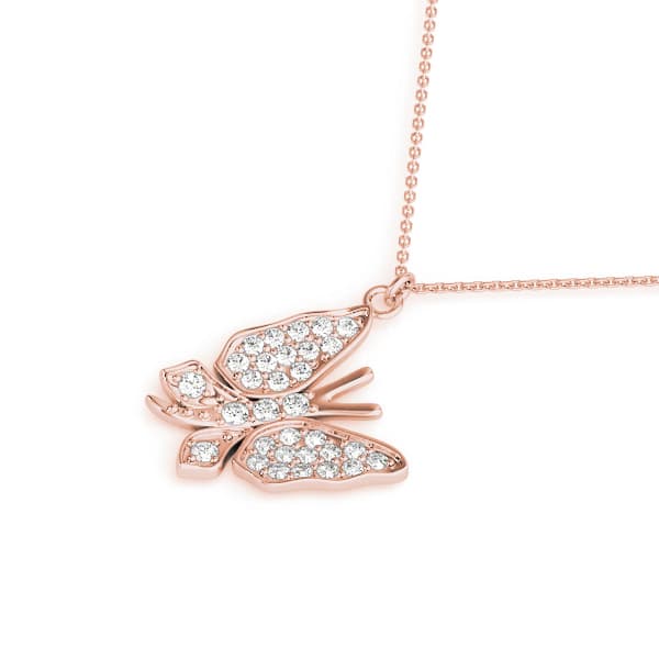 Butterfly Petite Fashion Pendant (0.47 ct. tw.), Side view in rose gold