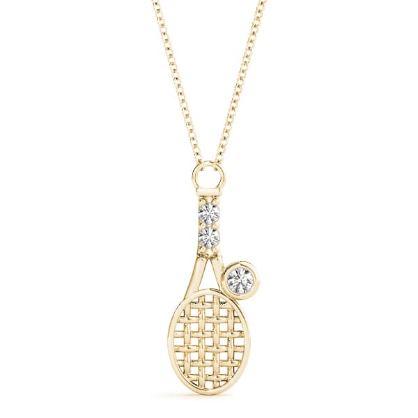 Bezel Tennis Racket Shape Pendant (0.06 ct. tw.), Front view in yellow gold