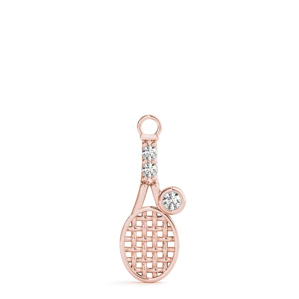 Bezel Tennis Racket Shape Pendant (0.06 ct. tw.), On hand view in rose gold
