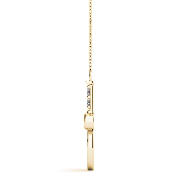 Bezel Tennis Racket Shape Pendant (0.06 ct. tw.), Side view in yellow gold