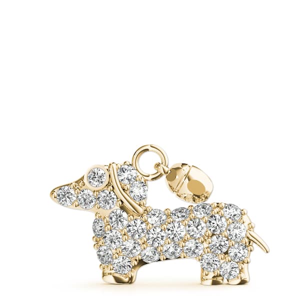 Doggy Charm (0.45 ct. tw.), On hand view in yellow gold