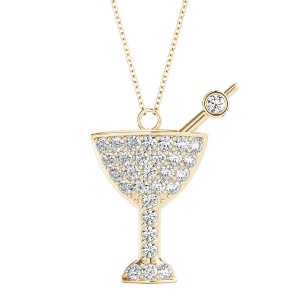 Martini Glass Charm (0.47 ct. tw.), Front view in yellow gold