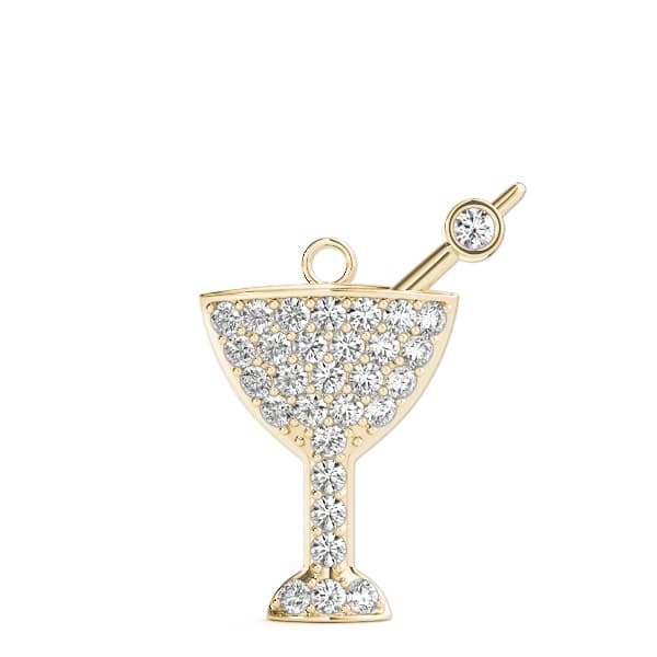 Martini Glass Charm (0.47 ct. tw.), On hand view in yellow gold