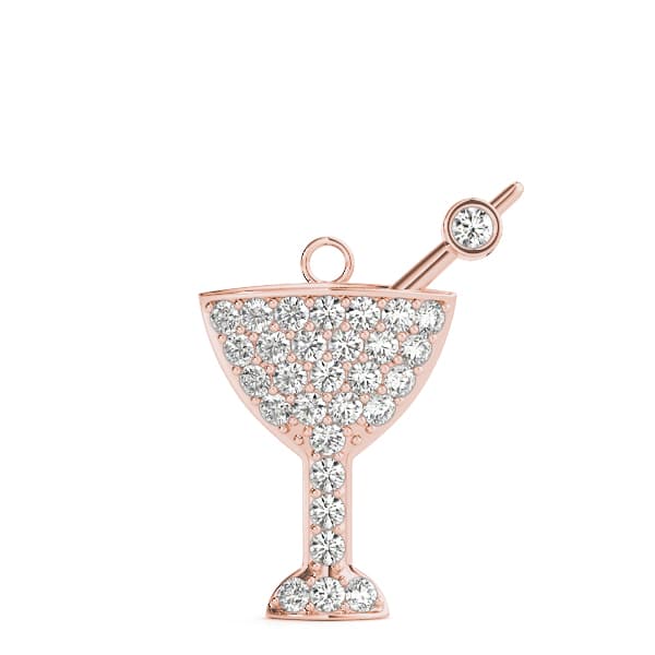 Martini Glass Charm (0.47 ct. tw.), On hand view in rose gold