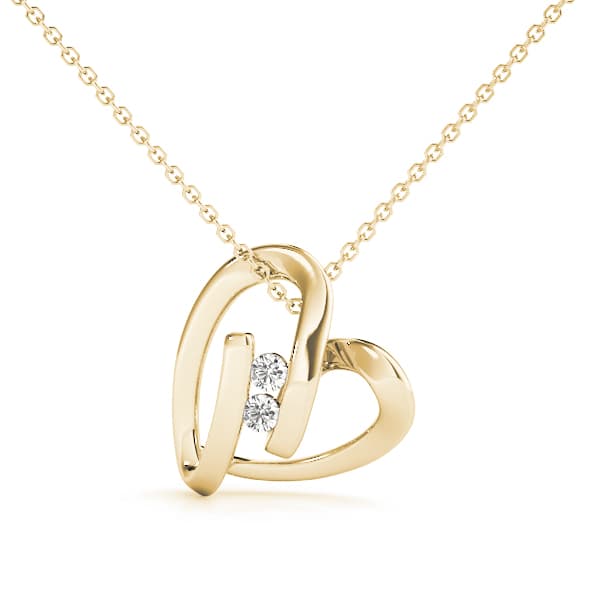 2-Stone Heart Pendant (0.46 ct. tw.), Front view in yellow gold