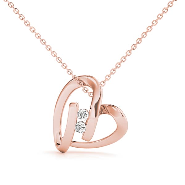 2-Stone Heart Pendant (0.46 ct. tw.), Front view in rose gold