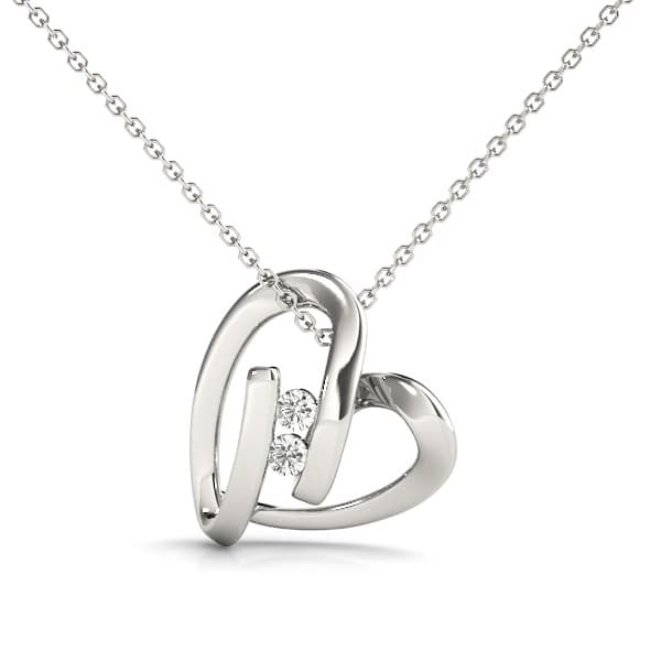 2-Stone Heart Shape Pendant — View 1