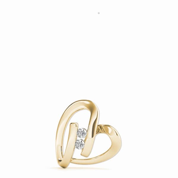2-Stone Heart Pendant (0.46 ct. tw.), On hand view in yellow gold