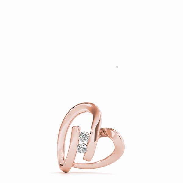2-Stone Heart Pendant (0.46 ct. tw.), On hand view in rose gold
