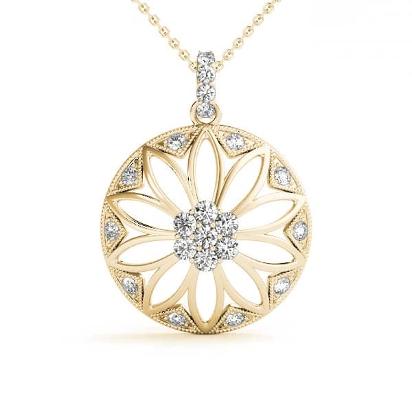 Fashion Pendant (1/4 ct. tw.), Front view in yellow gold