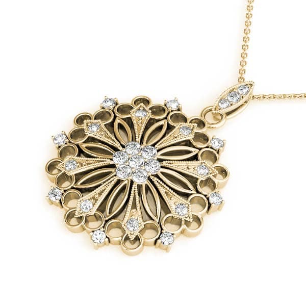 Fashion Pendant (1/4 ct. tw.), Side view in yellow gold