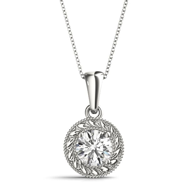 Vintage Engraved Filigree Solitaire Pendants — 3/4 CT — View 1