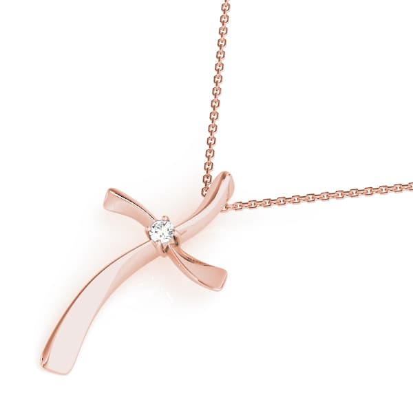 Wavy Cross Pendants (0.03 ct. tw.), Side view in rose gold