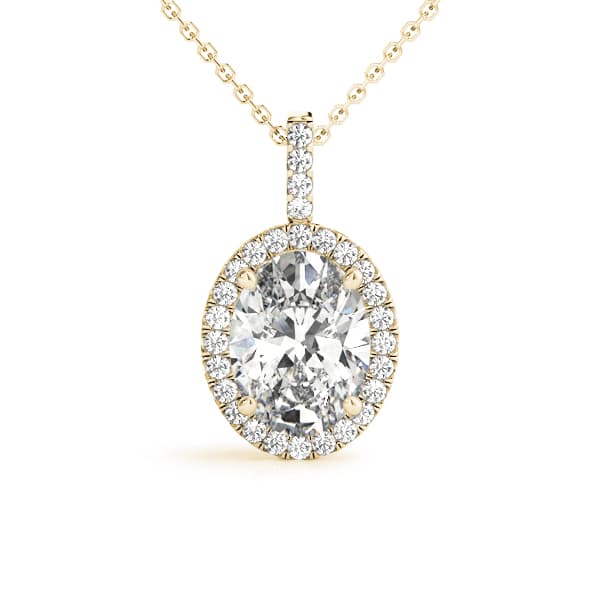 Oval Pendant (0.1 ct. tw.), Front view in yellow gold