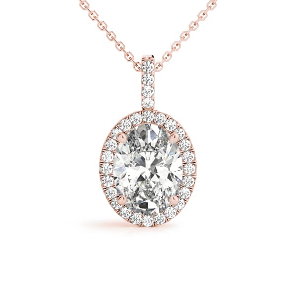 Oval Pendant (1/8 ct. tw.), Front view in rose gold