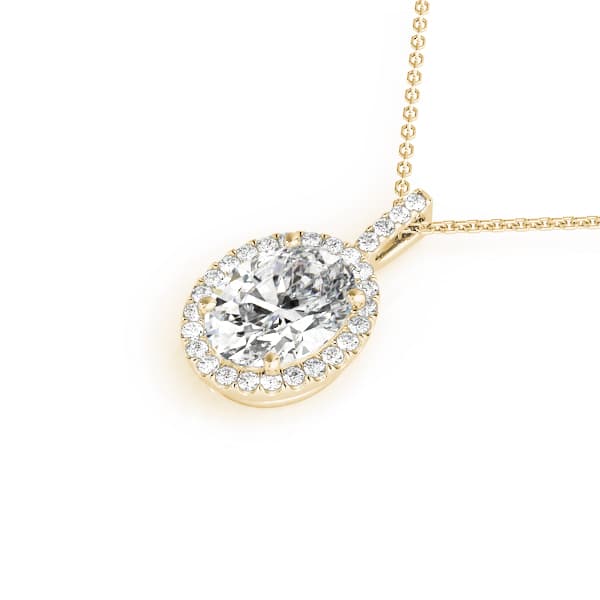 Oval Pendant (0.1 ct. tw.), Side view in yellow gold
