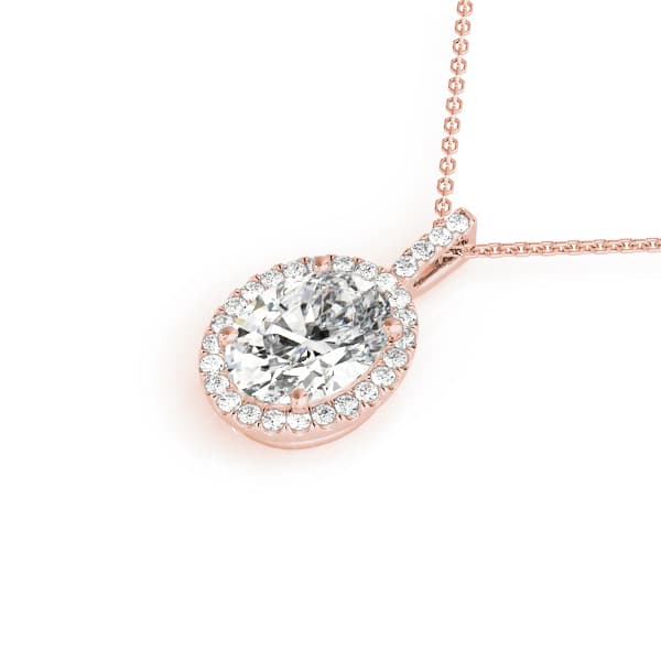 Oval Pendant (1/8 ct. tw.), Side view in rose gold