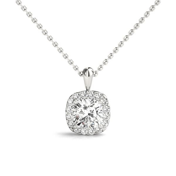 Cushion Shape Halo Pendant — View 1