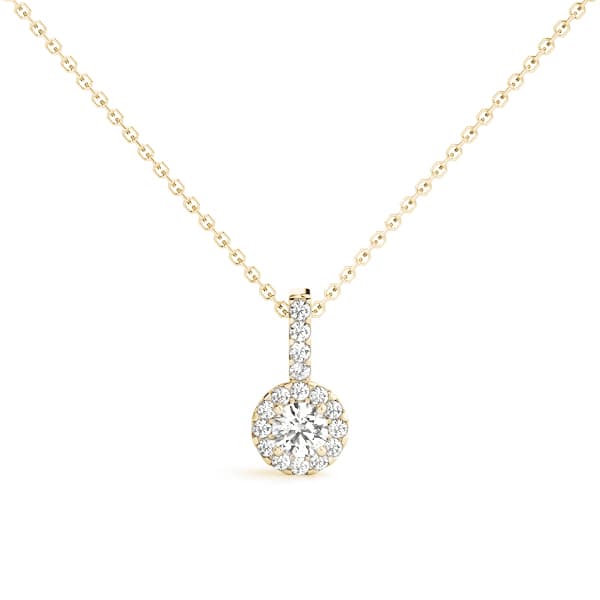 Round Halo Pendant (0.08 ct. tw.), Front view in yellow gold