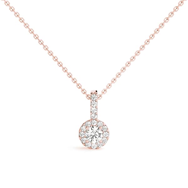 Round Halo Pendant (0.08 ct. tw.), Front view in rose gold