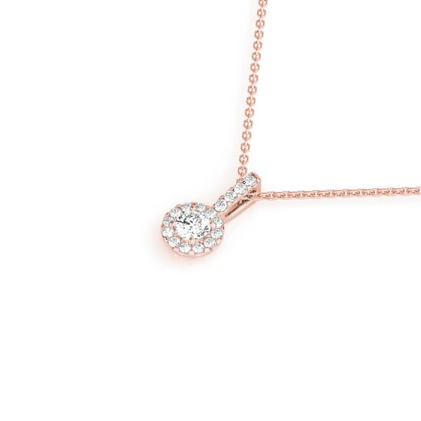 Round Halo Pendant (0.08 ct. tw.), Side view in rose gold