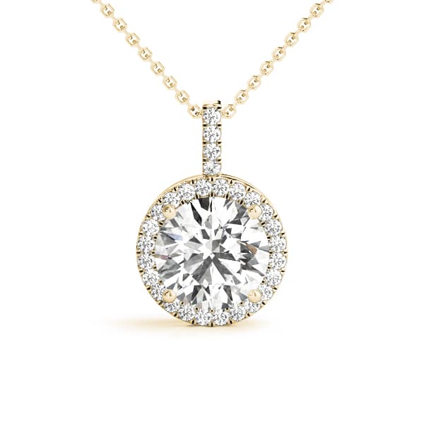 Round Halo Pendant (1/8 ct. tw.), Front view in yellow gold