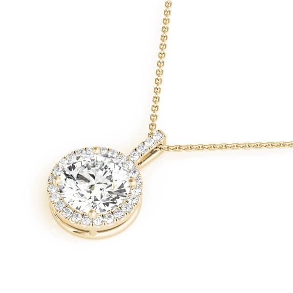 Round Halo Pendant (1/8 ct. tw.), Side view in yellow gold